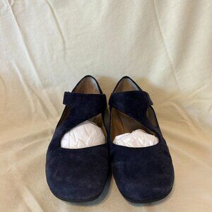 Anyi Lu Indigo Suede Mary Jane Wedge